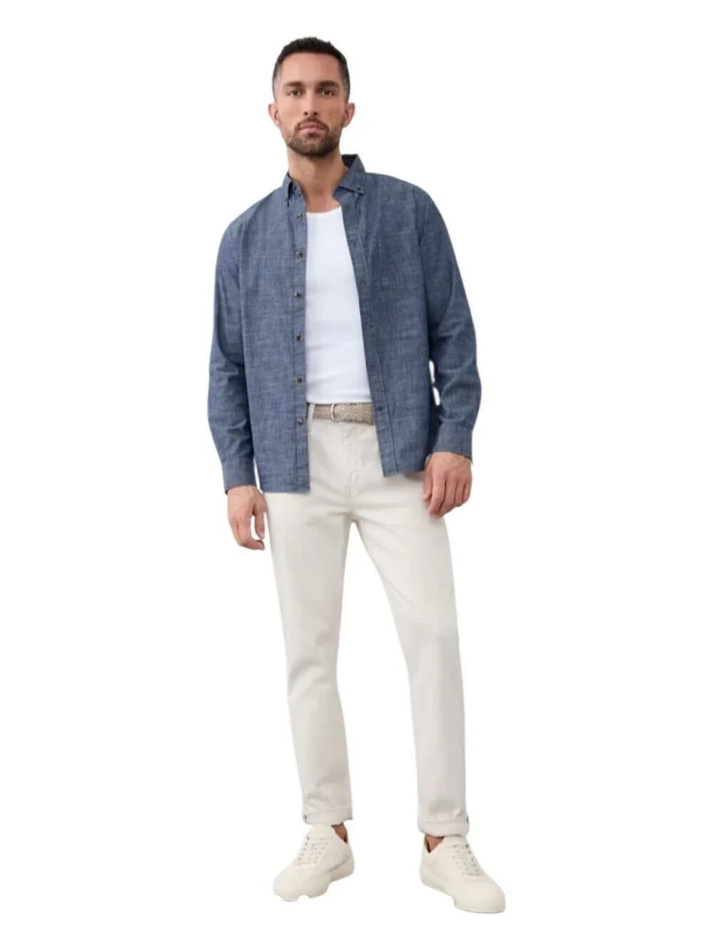 Banana Republic Mens Blue Soft Wash Slim Fit Chambray Button Up Shirt Small